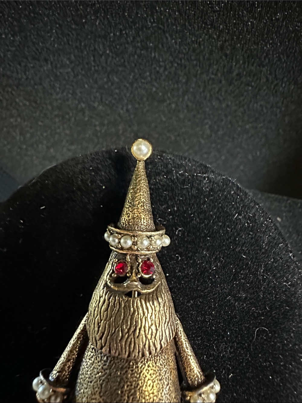 Vintage Signed Hollycraft Christmas Tree Santa Claus Brooch Pin Red Rhinestone - Picture 6 of 15